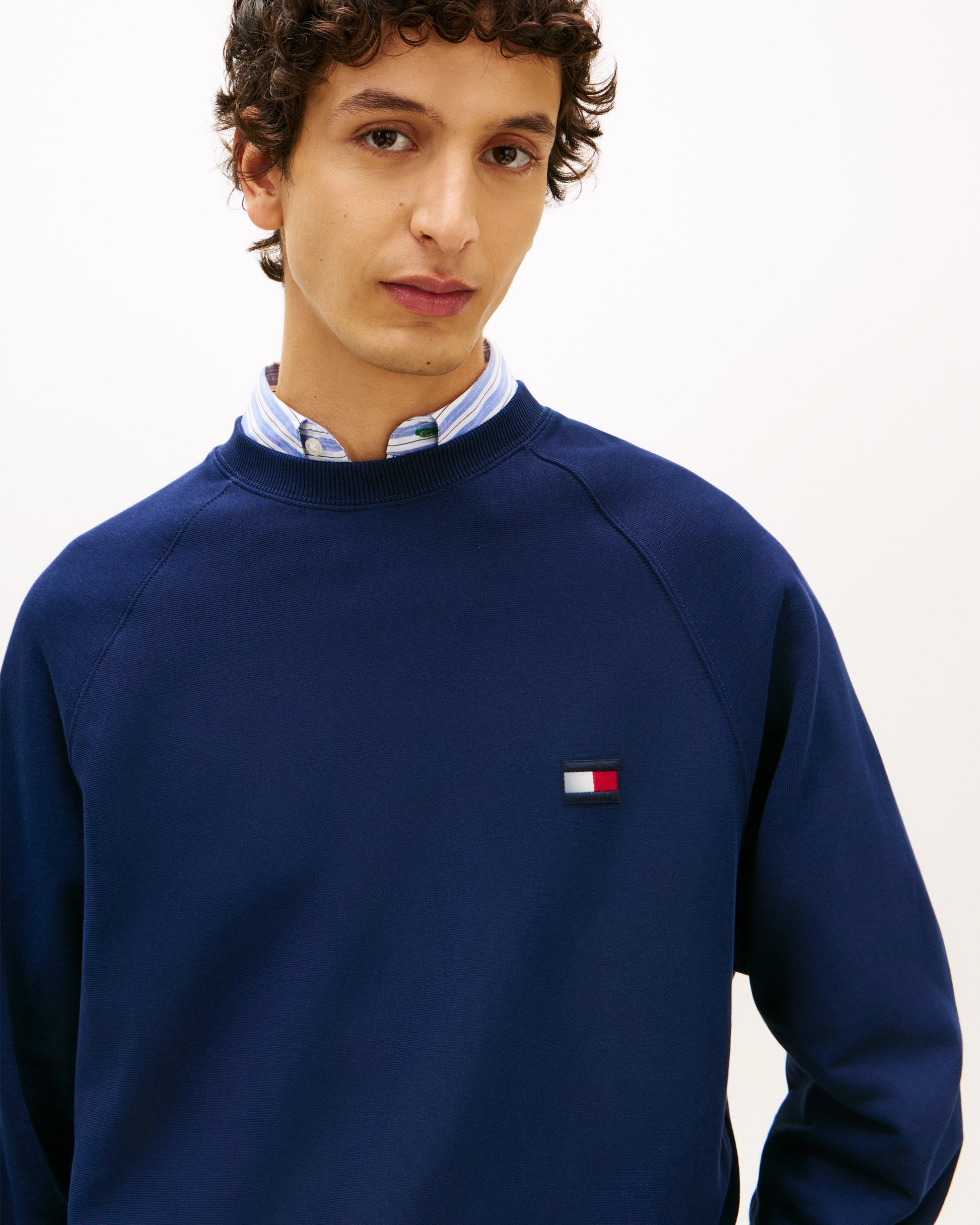 Tommy Hilfiger Tommy Flag Elevated Mens Sweatshirt - Carbon Navy | CHO | Designer Mens Sweatshirts