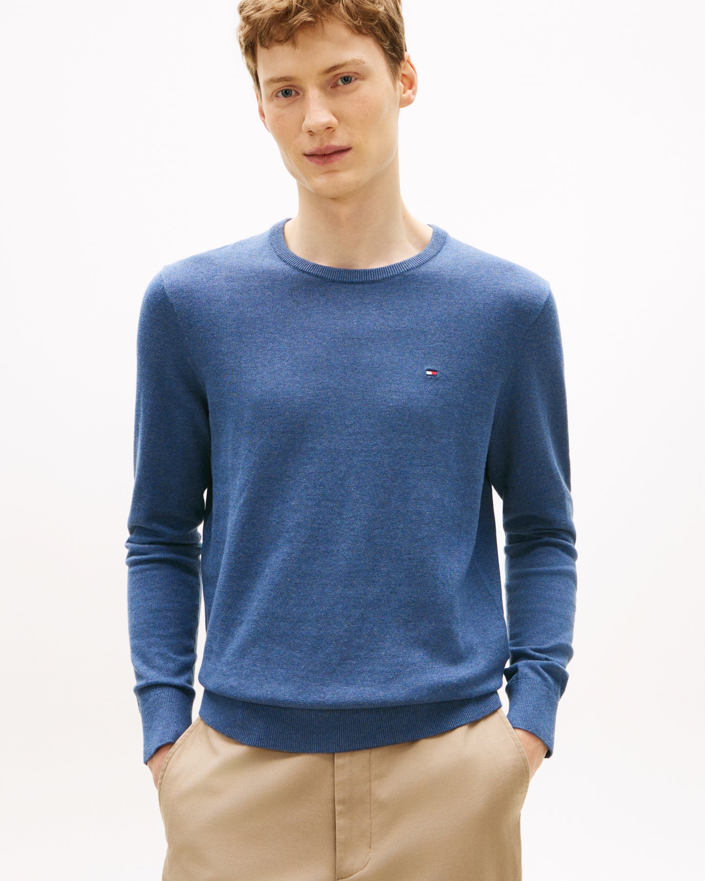 Tommy Hilfiger Essential Cotton Crew Neck Mens Sweatshirt - Aegean Sea Heather