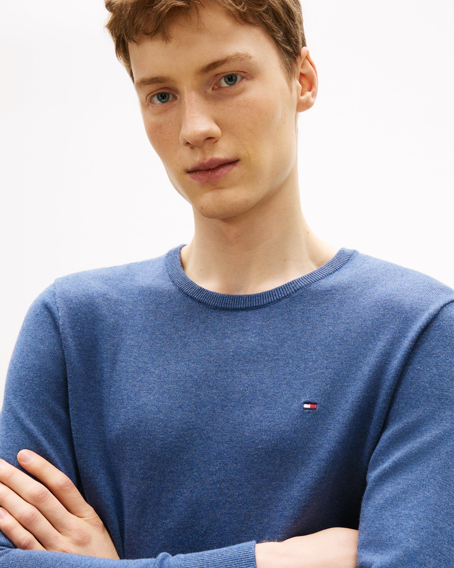 Tommy Hilfiger Essential Cotton Crew Neck Mens Sweatshirt - Aegean Sea Heather