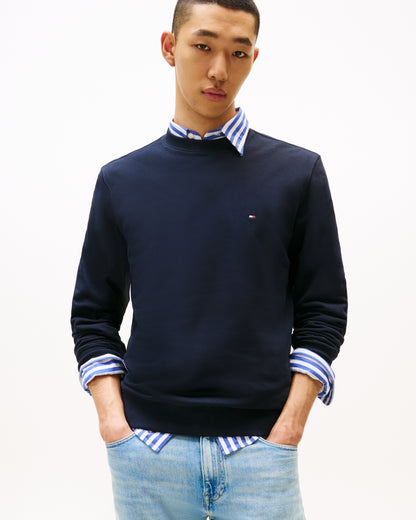 Tommy Hilfiger Essential Mens Terry Cotton Crew Neck - Desert Sky | CHO | Designer Mens Sweatshirts
