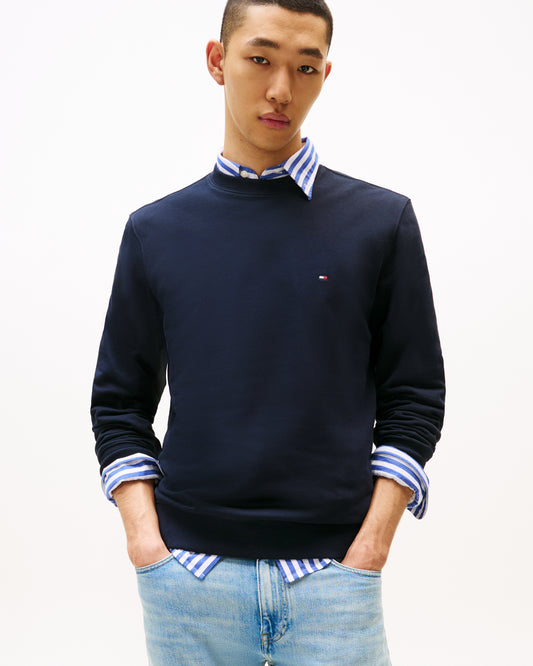 Tommy Hilfiger Essential Mens Terry Cotton Crew Neck - Desert Sky | CHO | Designer Mens Sweatshirts