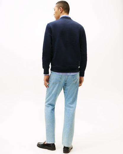 Tommy Hilfiger Essential Mens Terry Cotton Crew Neck - Desert Sky | CHO | Designer Mens Sweatshirts