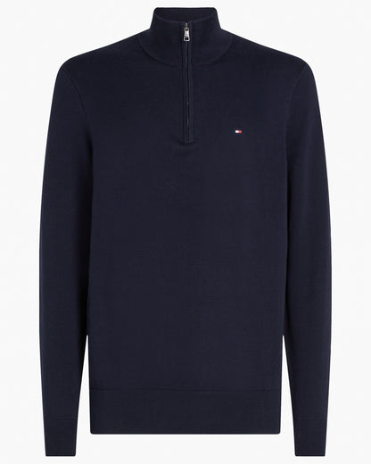Tommy Hilfiger Essential Cotton 1/4 Zip Mock Mens Sweatshirt - Desert Sky
