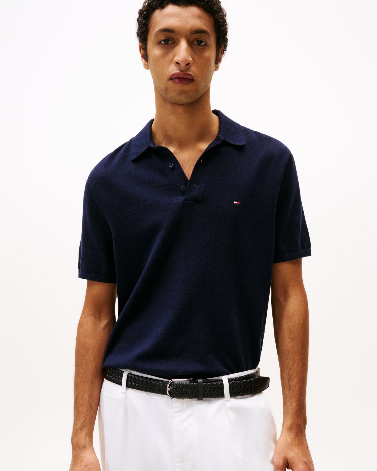 Tommy Hilfiger Essential Cotton Mens Knitted Polo - Desert Sky