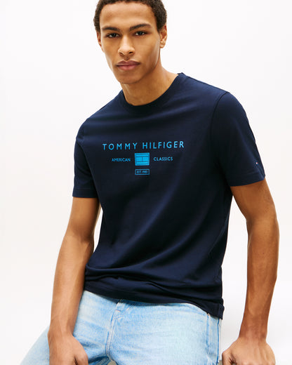 Tommy Hilfiger Brand Love Mono Stack Mens T-Shirt - Desert Sky