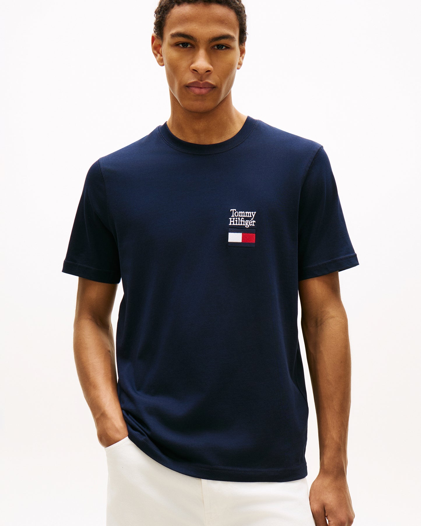 Tommy Hilfiger Brand Love Text Stack Mens T-Shirt - Desert Sky