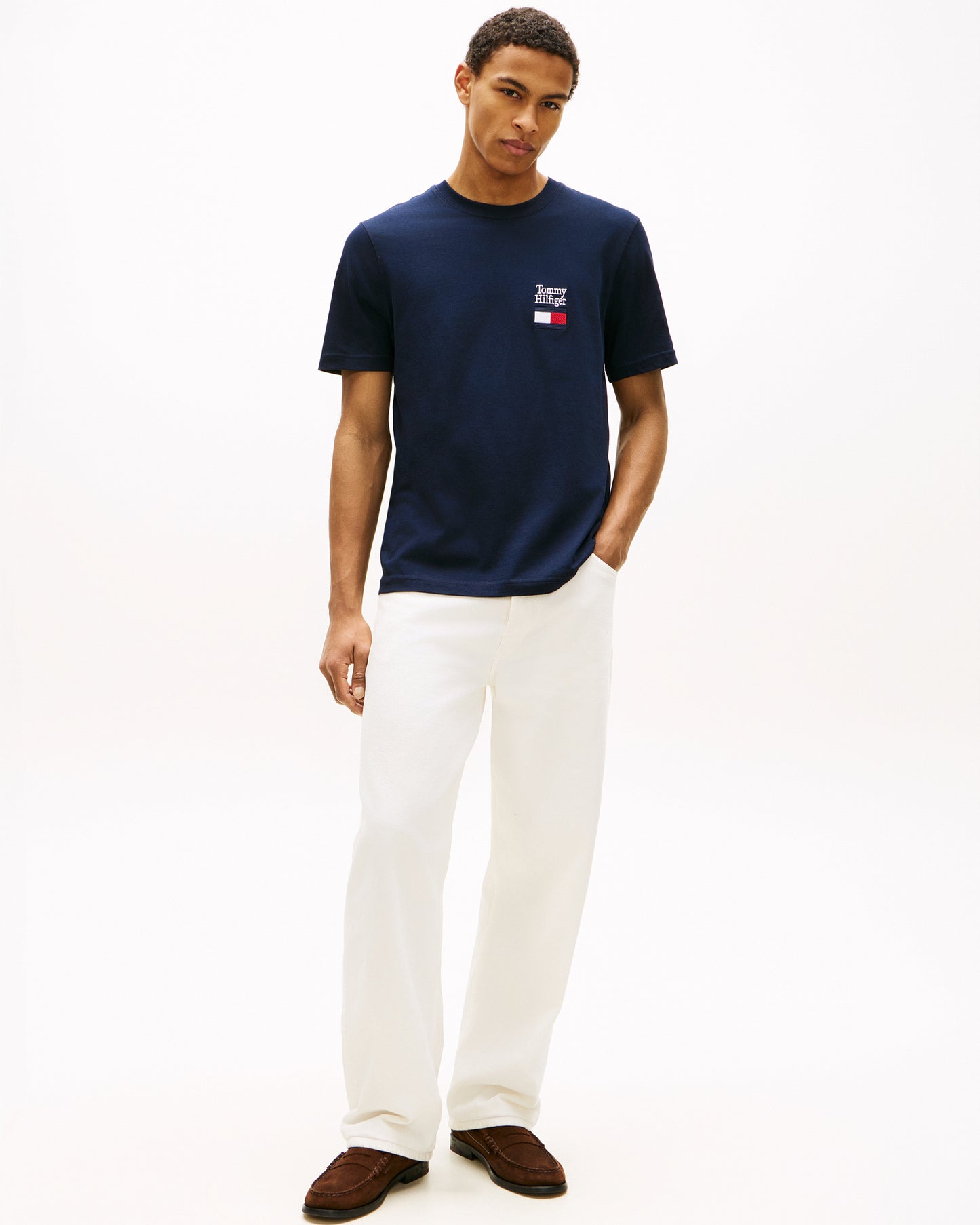 Tommy Hilfiger Brand Love Text Stack Mens T-Shirt - Desert Sky