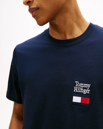Tommy Hilfiger Brand Love Text Stack Mens T-Shirt - Desert Sky