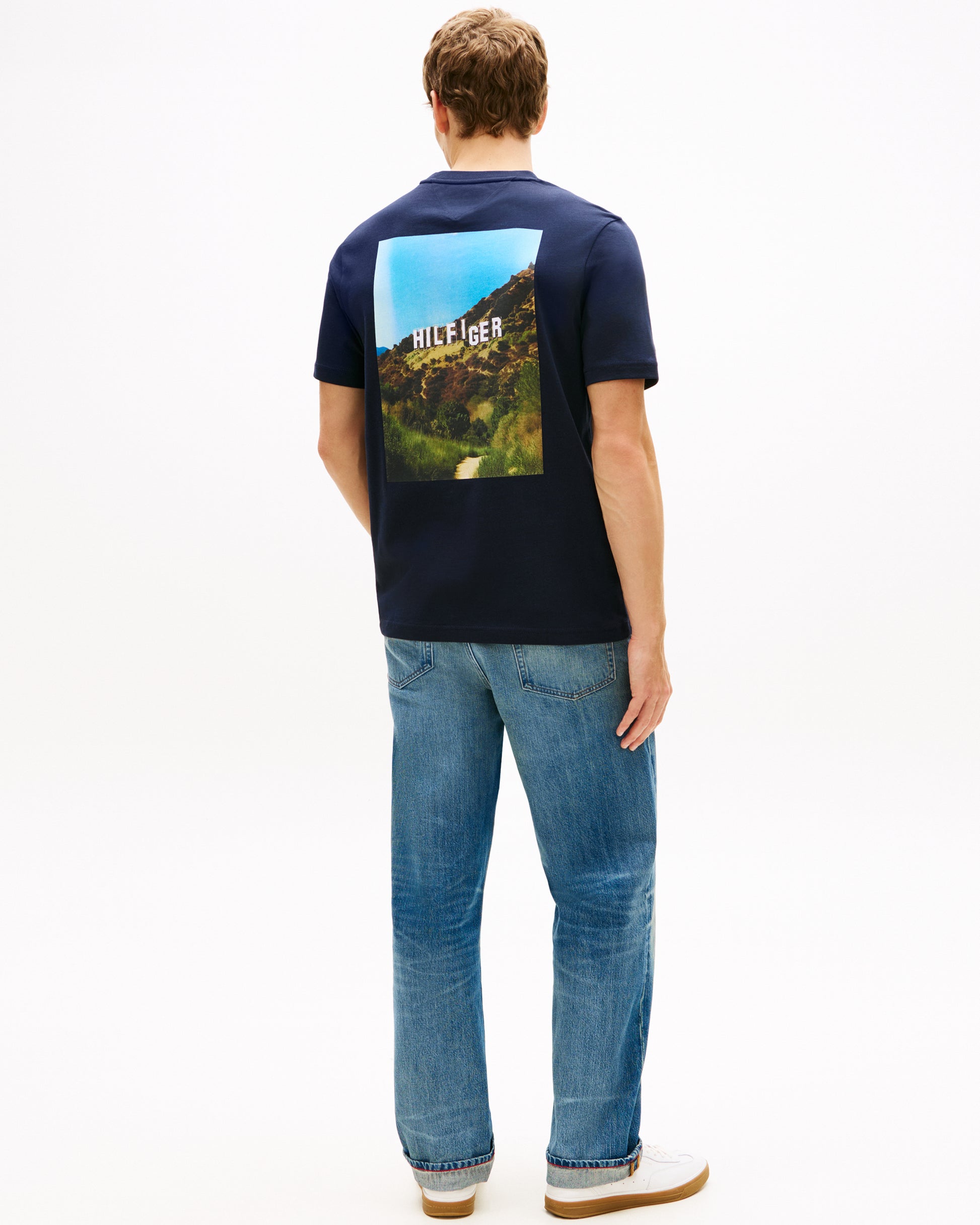 Tommy Hilfiger Photo Print Hilfiger Mens T-Shirt - Desert Sky | CHO | Designer Mens Short Sleeve T-Shirts & Tops