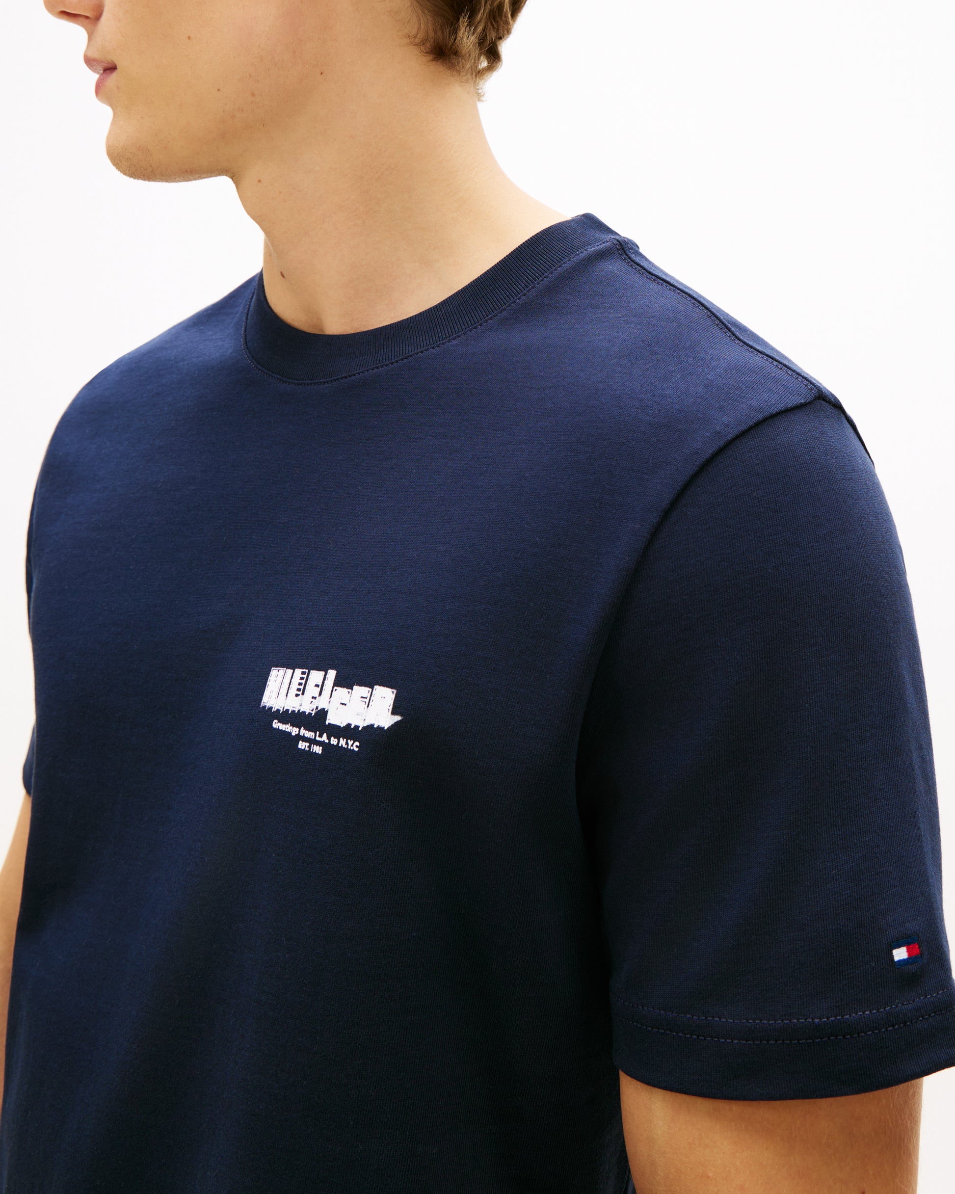 Tommy Hilfiger Photo Print Hilfiger Mens T-Shirt - Desert Sky | CHO | Designer Mens Short Sleeve T-Shirts & Tops