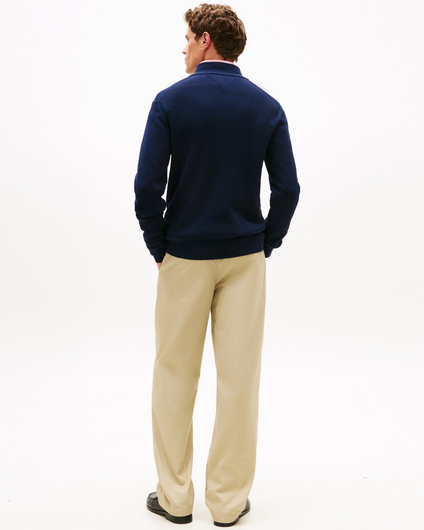 Tommy Hilfiger Seasonal Structure 1/4 Zip Mens Mock Neck Sweatshirt - Desert Sky | CHO | Designer Mens Sweatshirts