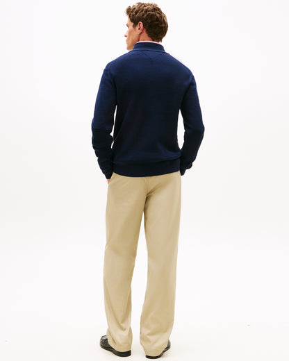 Tommy Hilfiger Seasonal Structure 1/4 Zip Mens Mock Neck Sweatshirt - Desert Sky | CHO | Designer Mens Sweatshirts