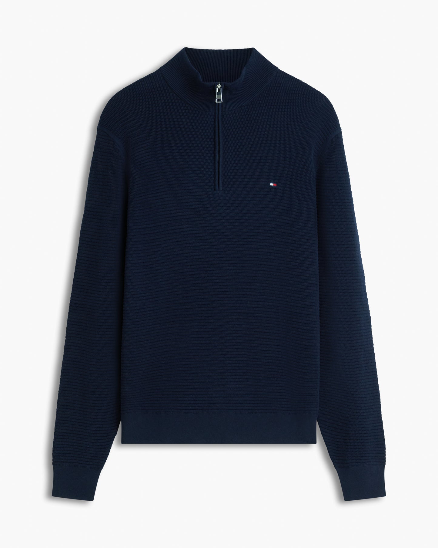 Tommy Hilfiger Seasonal Structure 1/4 Zip Mens Mock Neck Sweatshirt - Desert Sky | CHO | Designer Mens Sweatshirts