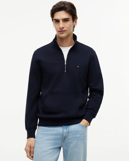 Tommy Hilfiger Essential Terry 1/4 Zip Mens Sweatshirt - Desert Sky | CHO | Designer Mens Sweatshirts