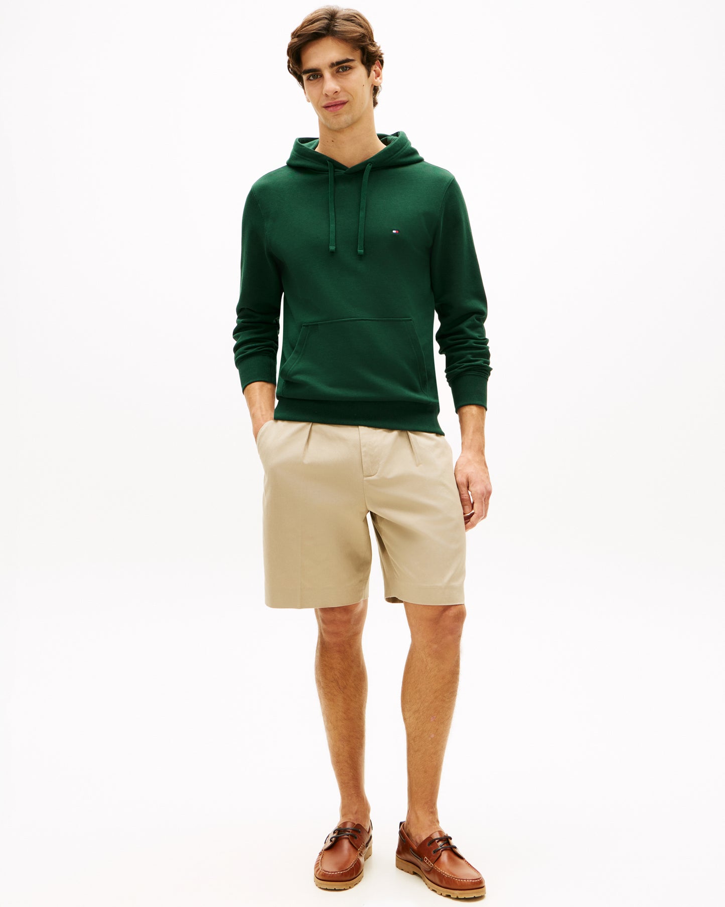 Tommy Hilfiger Essential Terry Mens Hoodie - Nocturnal Green | CHO | Designer Mens Pullover Hoodies