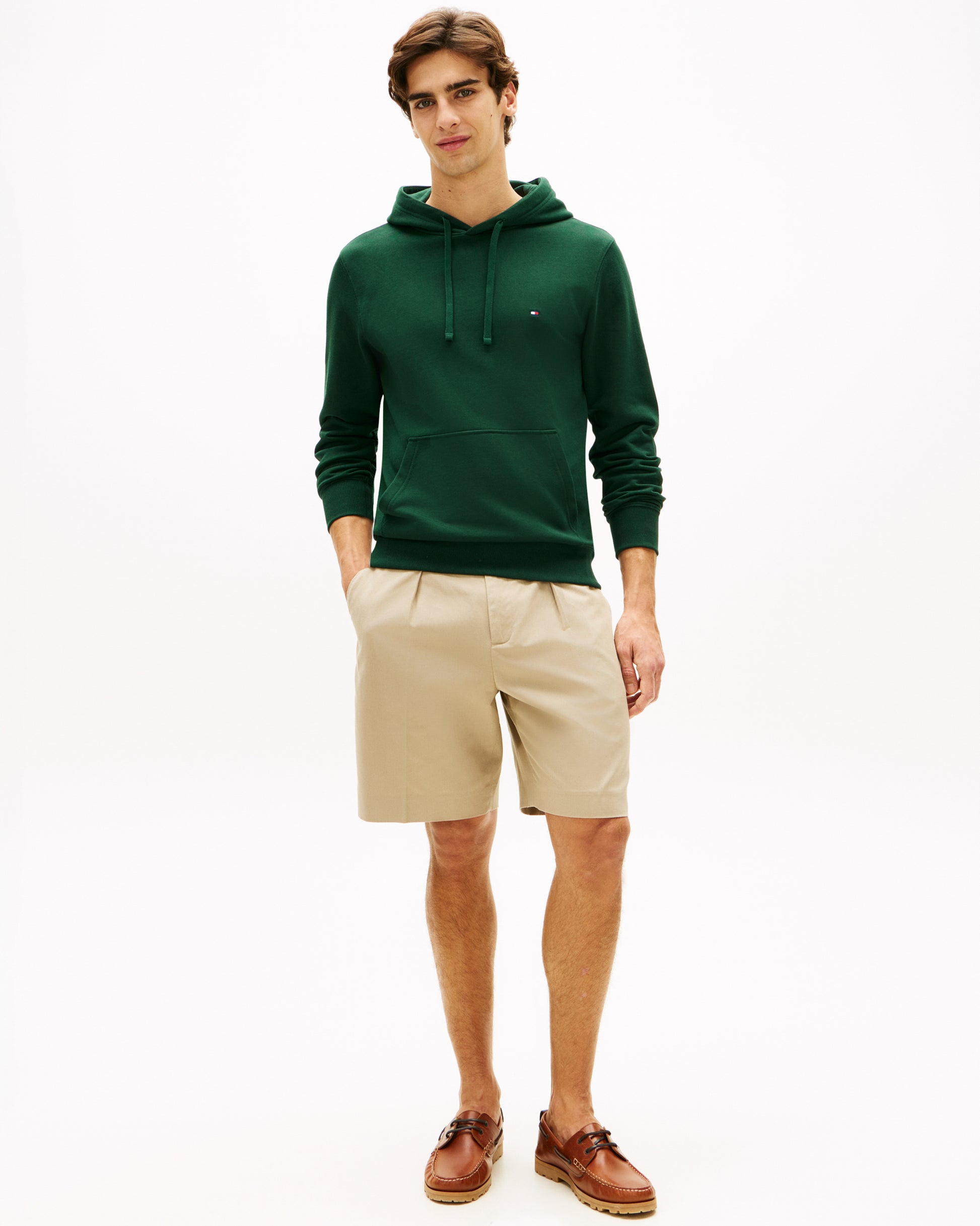 Tommy Hilfiger Essential Terry Mens Hoodie - Nocturnal Green | CHO | Designer Mens Pullover Hoodies