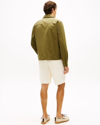 Tommy Hilfiger Cotton Nylon Mens Shirt Jacket - Dark Artichoke | CHO | Designer Mens Overshirts