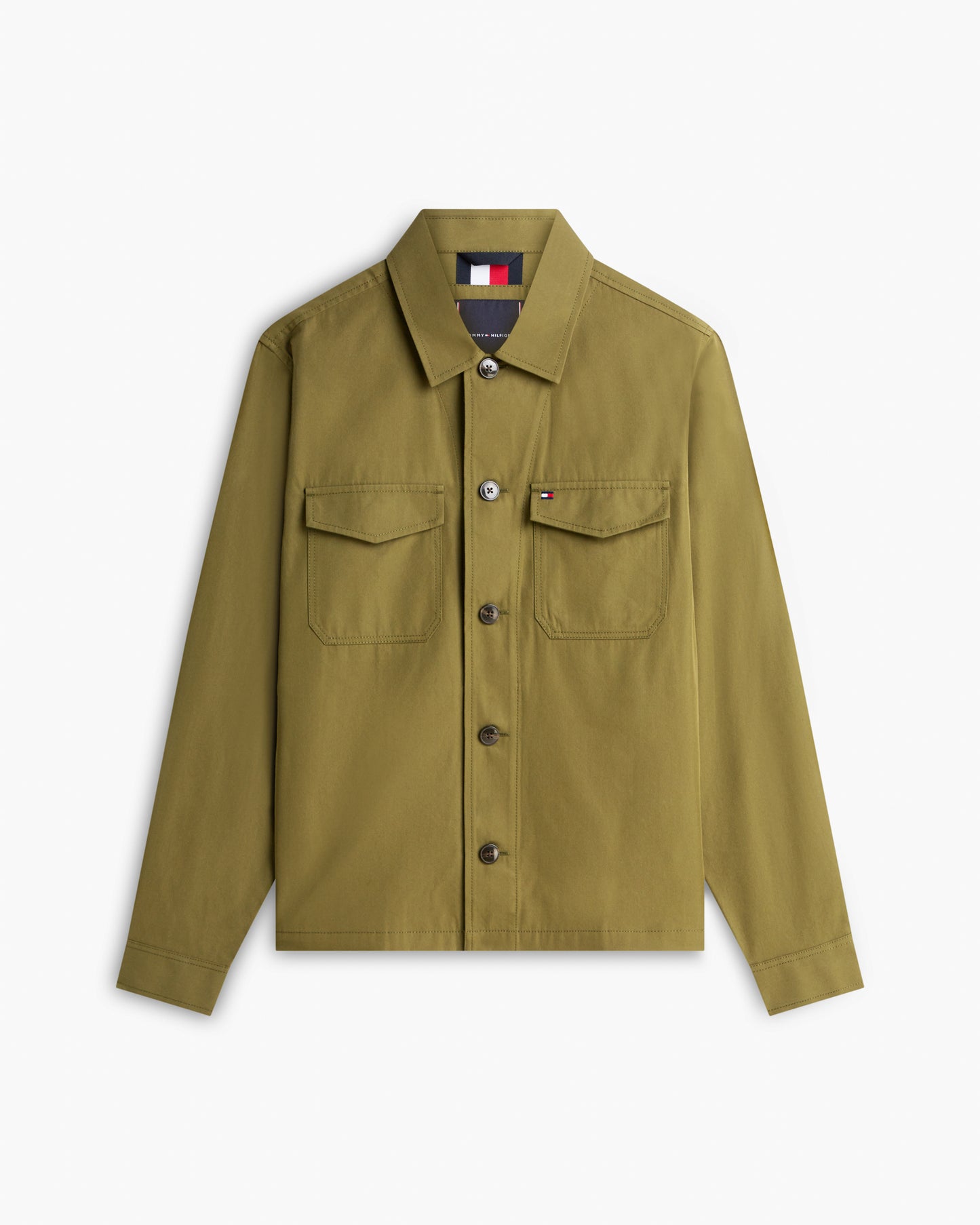 Tommy Hilfiger Cotton Nylon Mens Shirt Jacket - Dark Artichoke | CHO | Designer Mens Overshirts