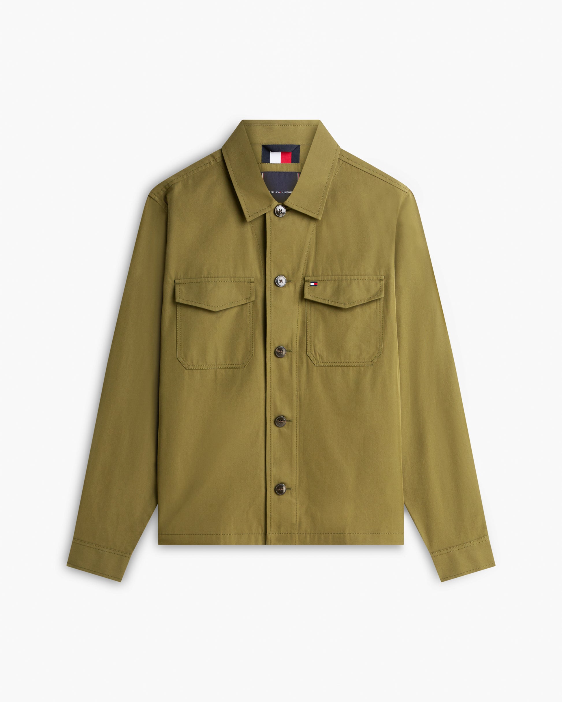 Tommy Hilfiger Cotton Nylon Mens Shirt Jacket - Dark Artichoke | CHO | Designer Mens Overshirts