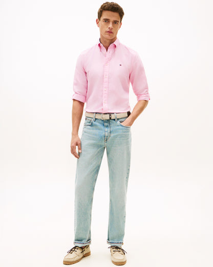 Tommy Hilfiger Linen Blend Solid Mens Long Sleeve Shirt - Classic Pink