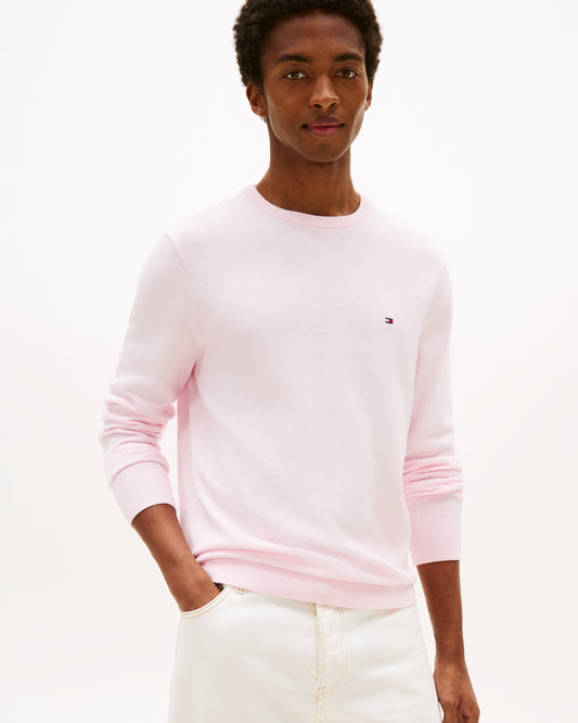 Tommy Hilfiger Essential Cotton Crew Neck Mens Sweatshirt - Pink Lily | CHO | Designer Mens Sweatshirts