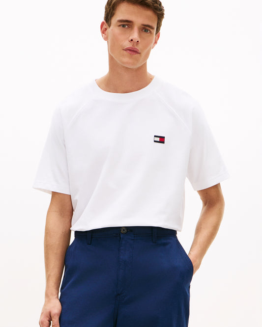 Tommy Hilfiger Tommy Flag Elevated Mens T-Shirt - White | CHO | Designer Mens Short Sleeve T-Shirts & Tops