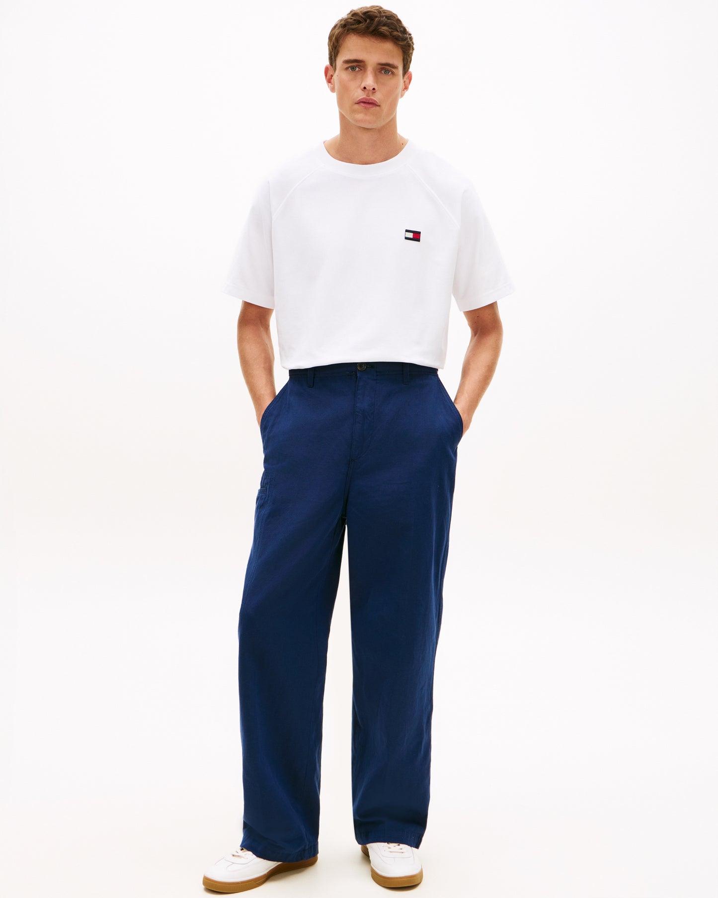 Tommy Hilfiger Tommy Flag Elevated Mens T-Shirt - White | CHO | Designer Mens Short Sleeve T-Shirts & Tops