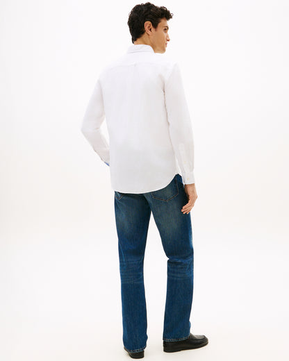 Tommy Hilfiger Linen Blend Solid Mens Long Sleeve Shirt - White