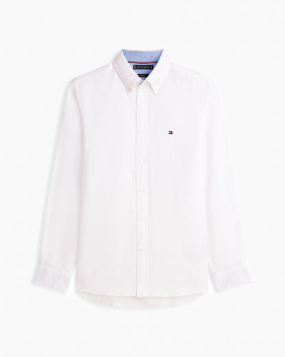 Tommy Hilfiger Linen Blend Solid Mens Long Sleeve Shirt - White