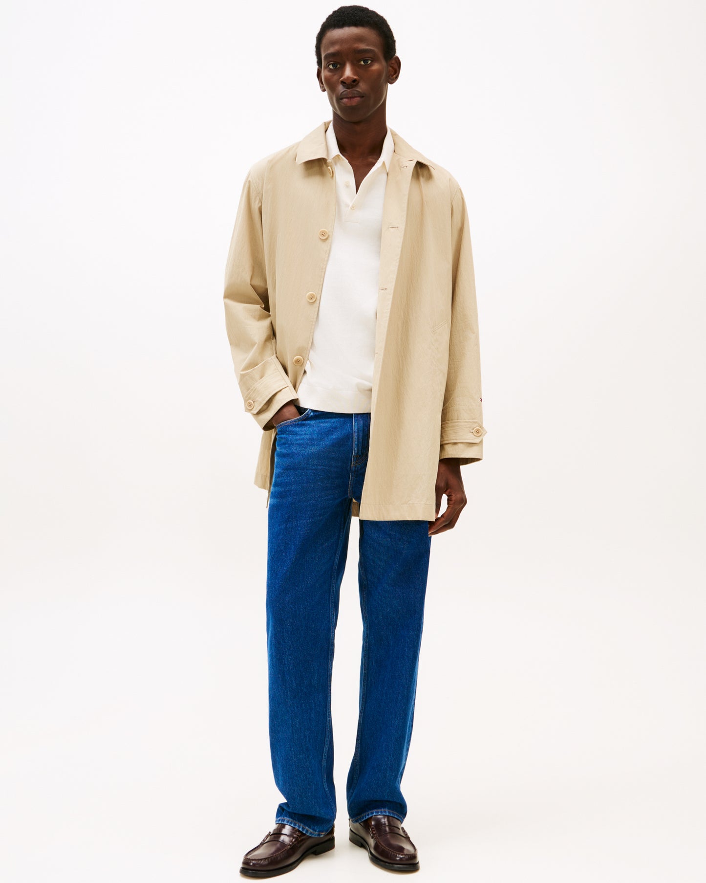 Tommy Hilfiger Essential Cotton Mens Knitted Polo - Ivory Petal