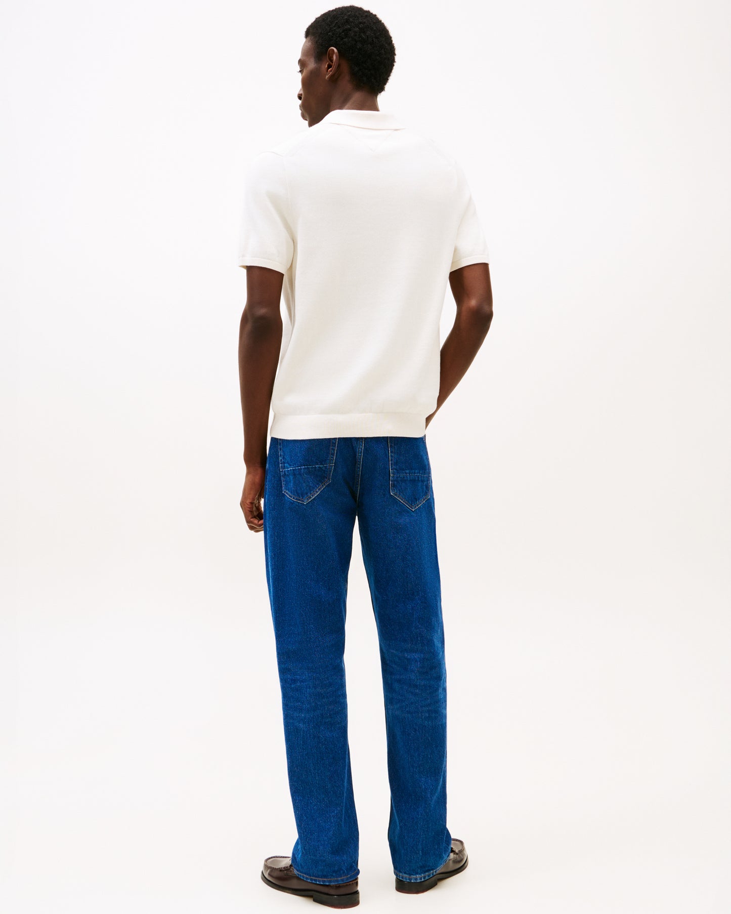 Tommy Hilfiger Essential Cotton Mens Knitted Polo - Ivory Petal