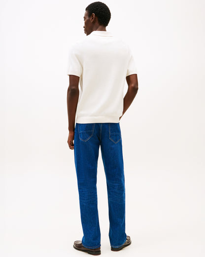 Tommy Hilfiger Essential Cotton Mens Knitted Polo - Ivory Petal