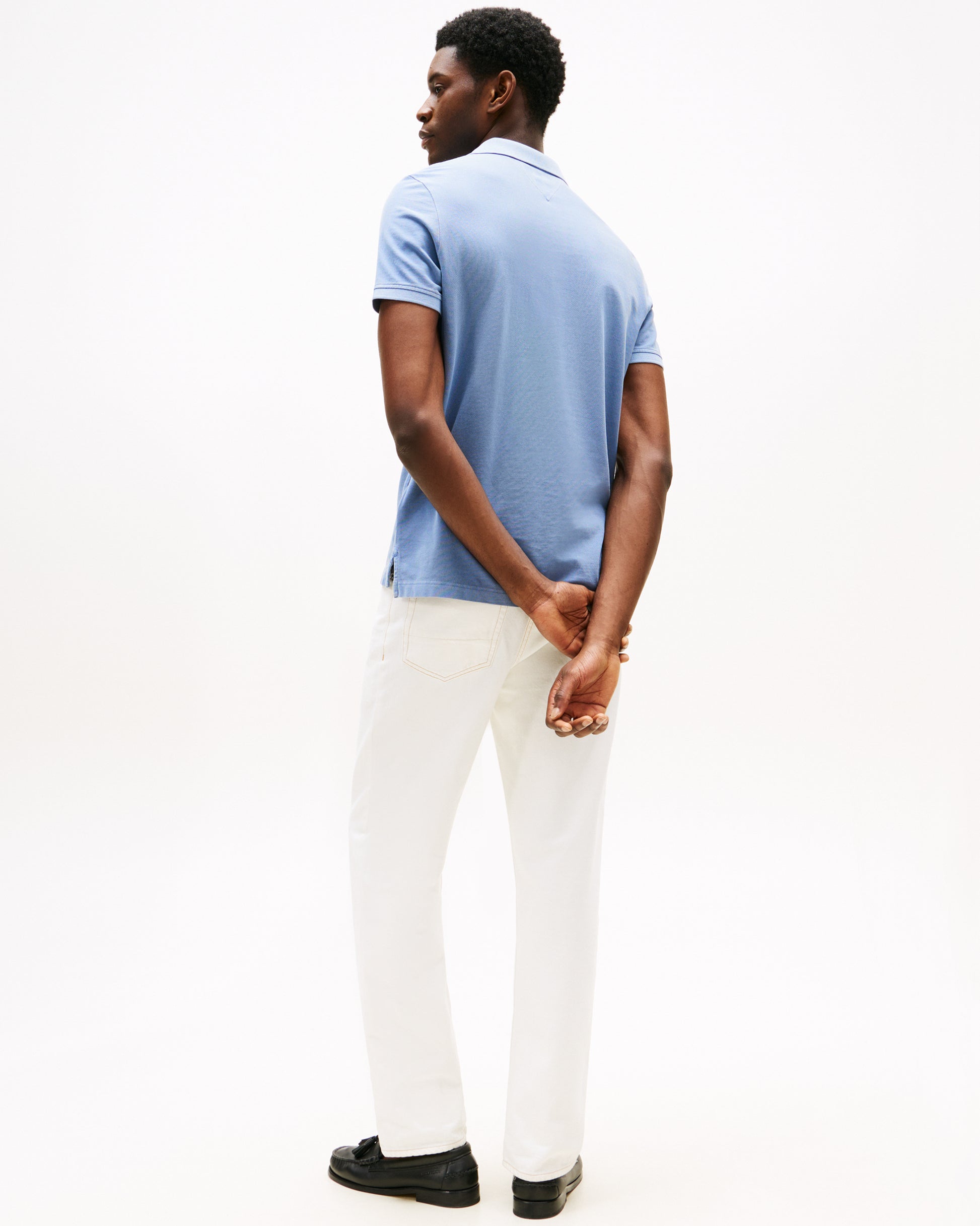 Tommy Hilfiger Garment Dyed Regular Fit Mens Polo - Brisk Blue | CHO | Designer Mens Short Sleeve Polo Shirts