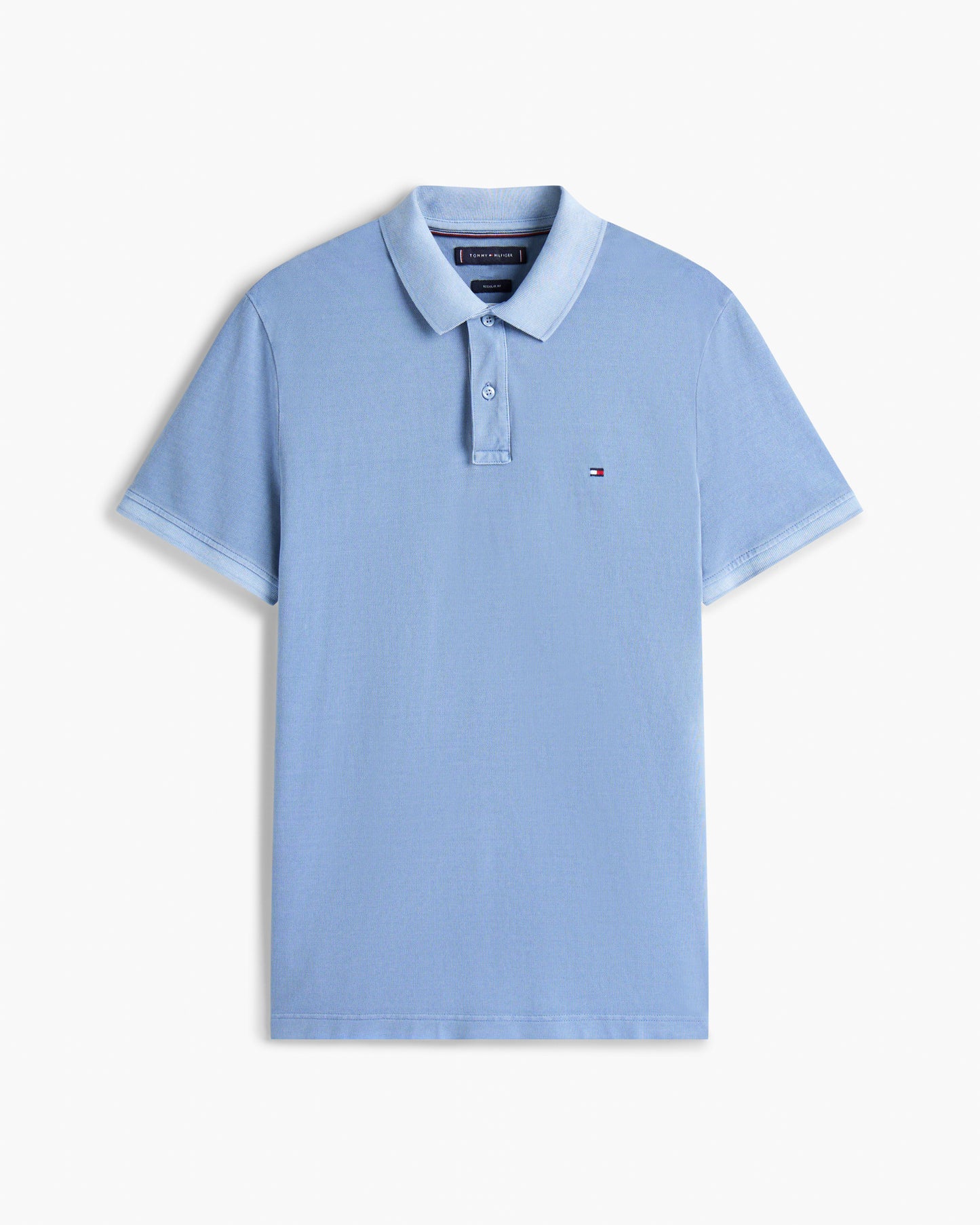 Tommy Hilfiger Garment Dyed Regular Fit Mens Polo - Brisk Blue | CHO | Designer Mens Short Sleeve Polo Shirts