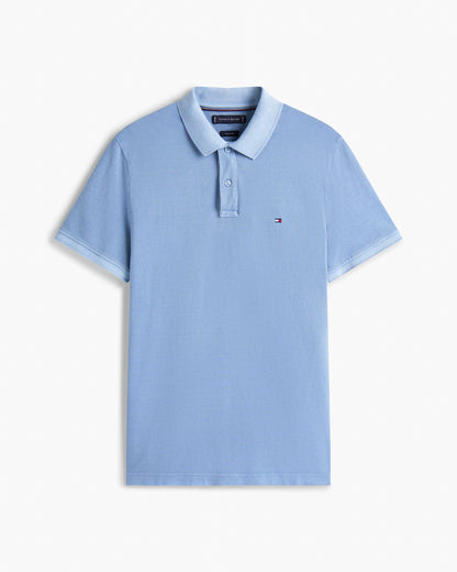 Tommy Hilfiger Garment Dyed Regular Fit Mens Polo - Brisk Blue | CHO | Designer Mens Short Sleeve Polo Shirts