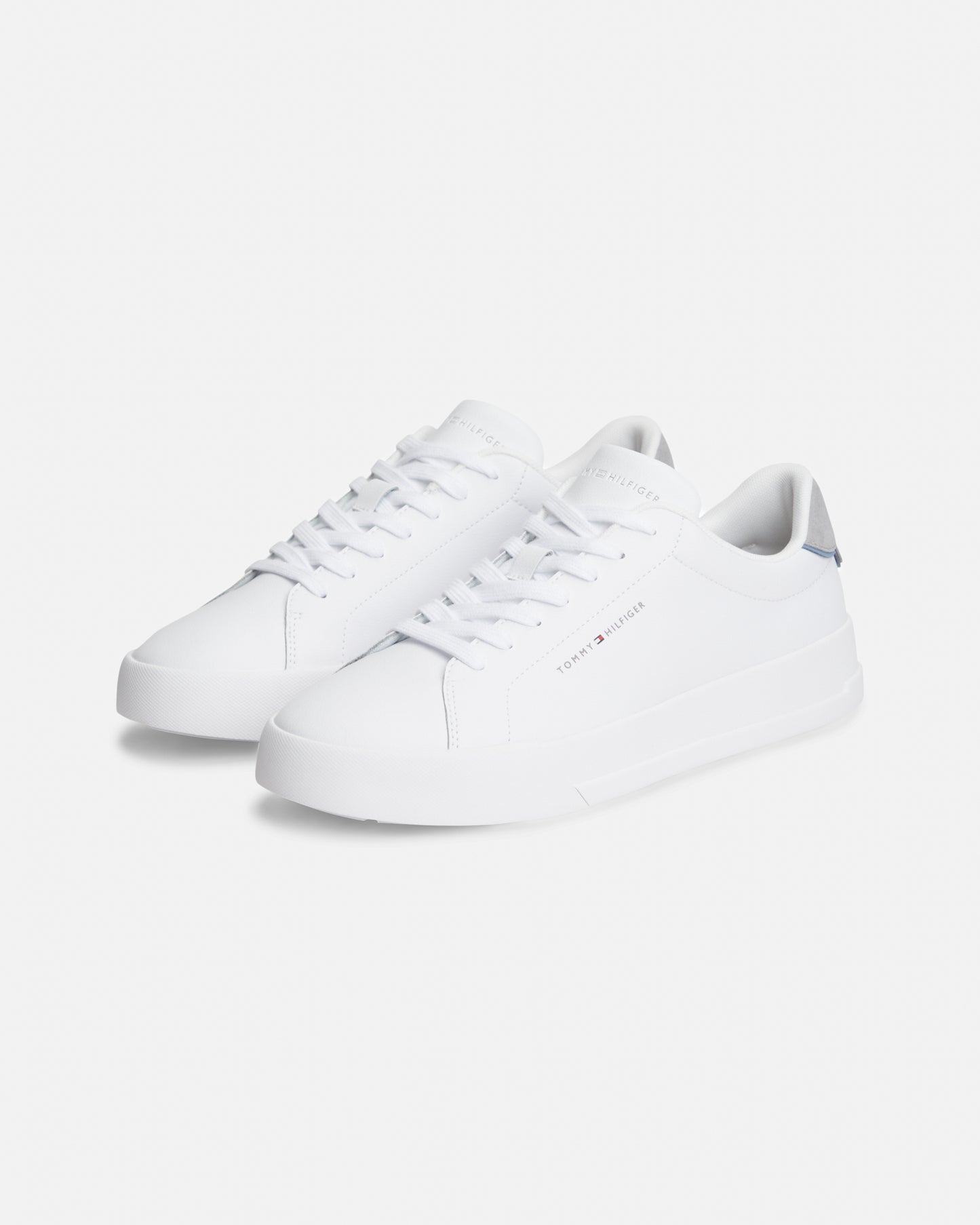 Tommy Hilfiger Court Leather Detail Mens Trainer - White/Universal Grey