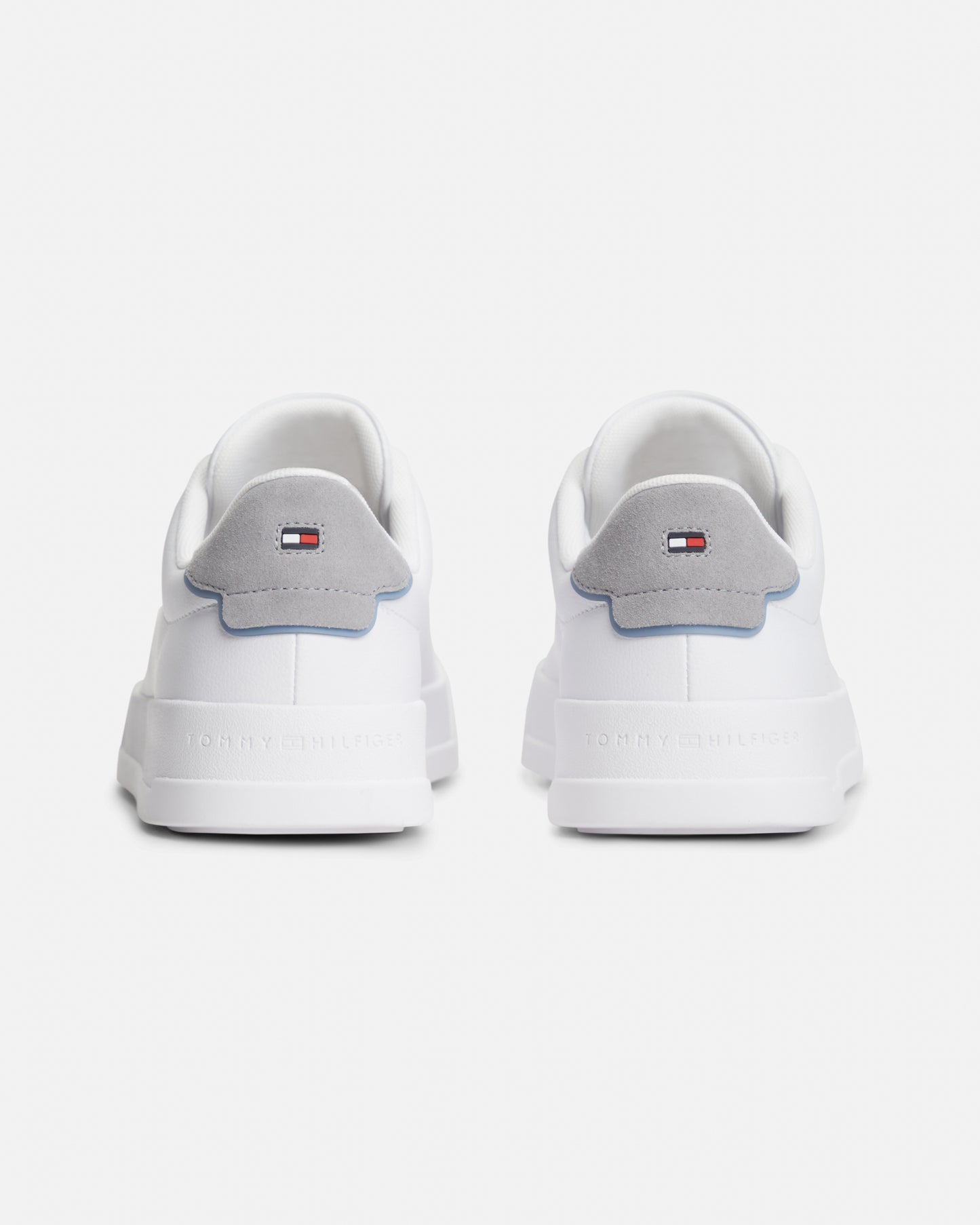 Tommy Hilfiger Court Leather Detail Mens Trainer - White/Universal Grey
