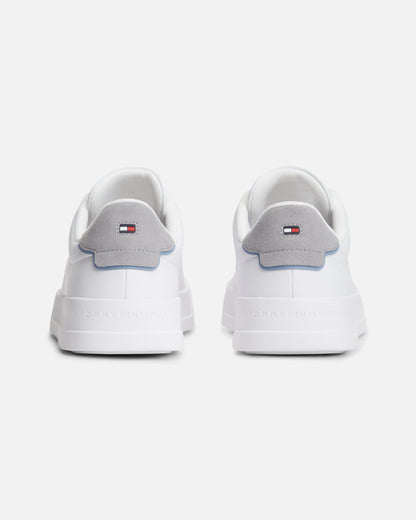 Tommy Hilfiger Court Leather Detail Mens Trainer - White/Universal Grey
