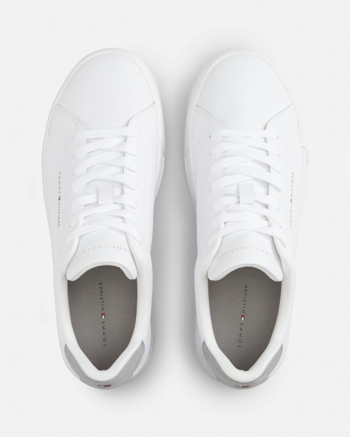 Tommy Hilfiger Court Leather Detail Mens Trainer - White/Universal Grey
