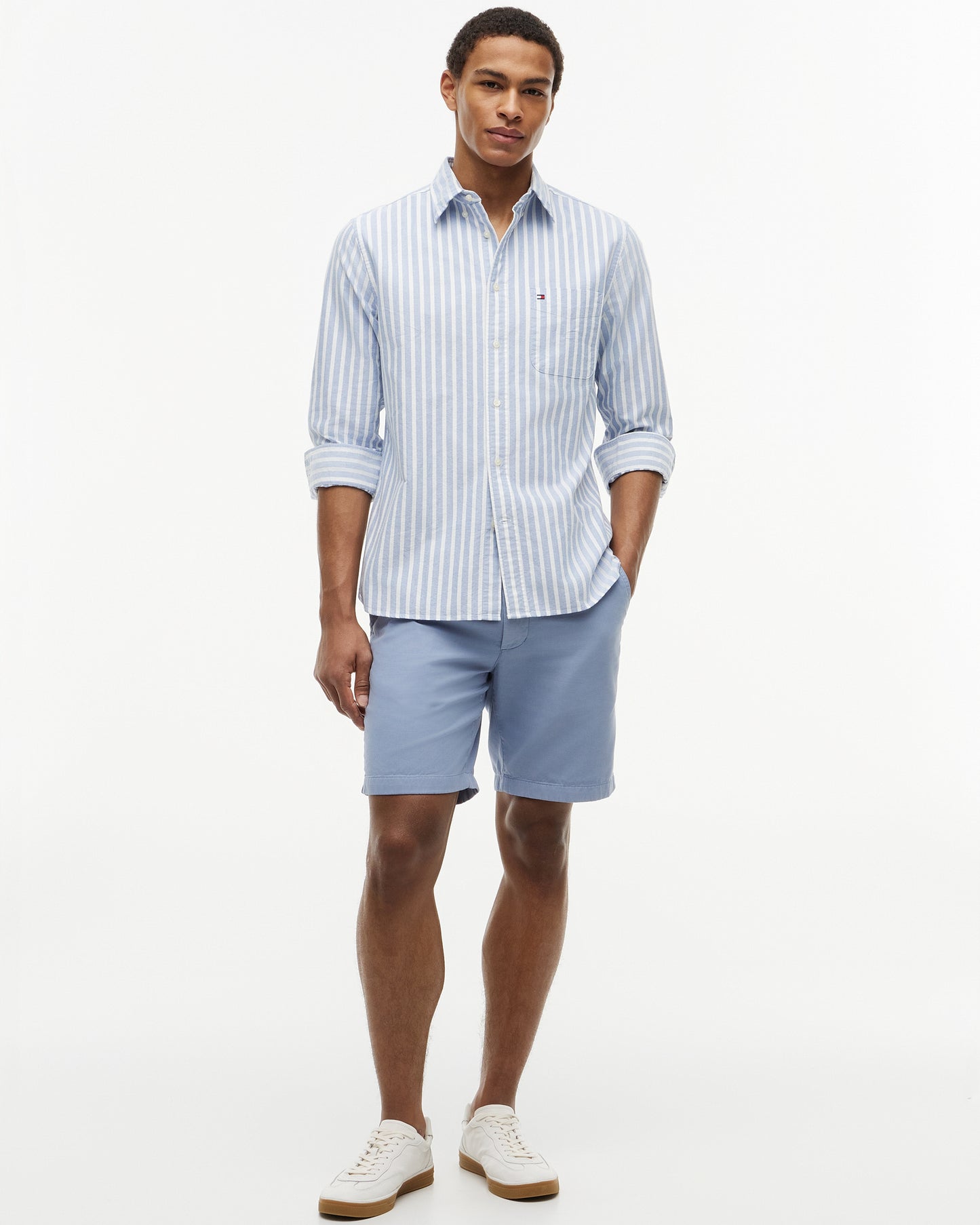 Tommy Hilfiger Heritage Oxford Mens Long Sleeve Striped Shirt - Regal Blue/Stripe | CHO | Designer Mens Long Sleeve Shirts