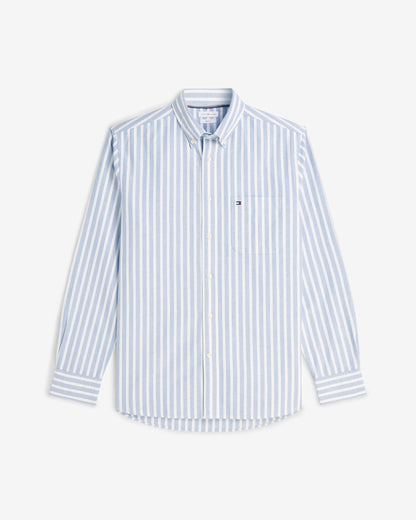 Tommy Hilfiger Heritage Oxford Mens Long Sleeve Striped Shirt - Regal Blue/Stripe | CHO | Designer Mens Long Sleeve Shirts