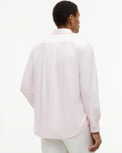 Tommy Hilfiger Heritage Oxford Mens Long Sleeve Striped Shirt - Rose Petal/Stripe | CHO | Designer Mens Long Sleeve Shirts