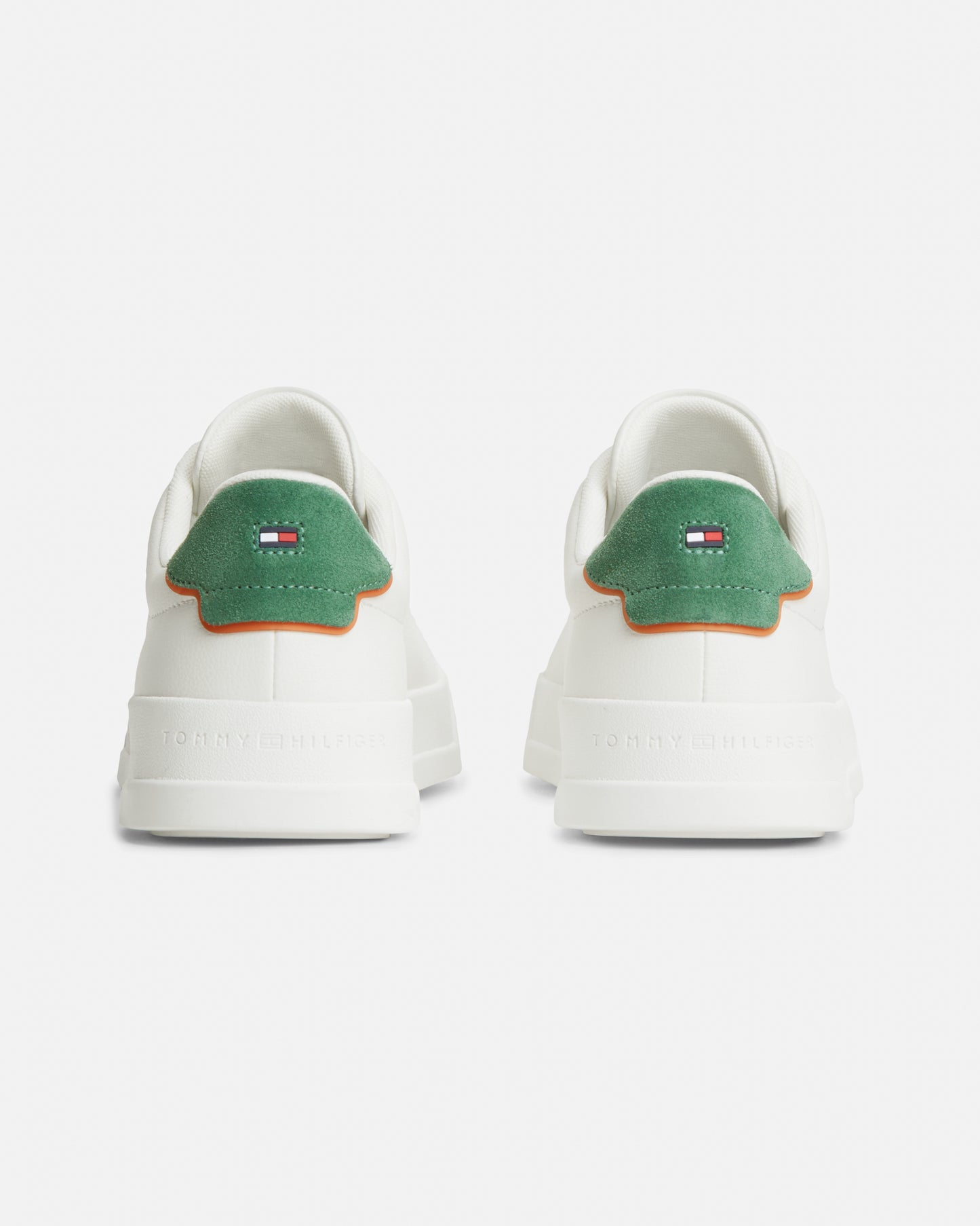 Tommy Hilfiger Court Leather Detail Mens Trainer - Ecru/Street Green | CHO | Designer Mens Trainers