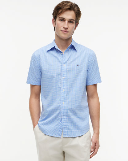 Tommy Hilfiger Flex Poplin Gingham Mens Shirt - Blue Spell/Check | CHO | Designer Mens Shirts - Blue Spell/Check - M - 8721386186011