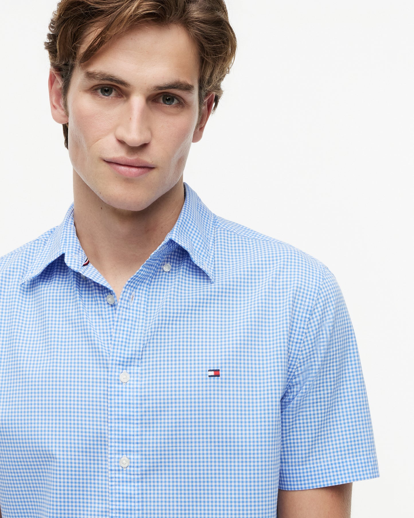 Tommy Hilfiger Flex Poplin Gingham Mens Shirt - Blue Spell/Check | CHO | Designer Mens Shirts