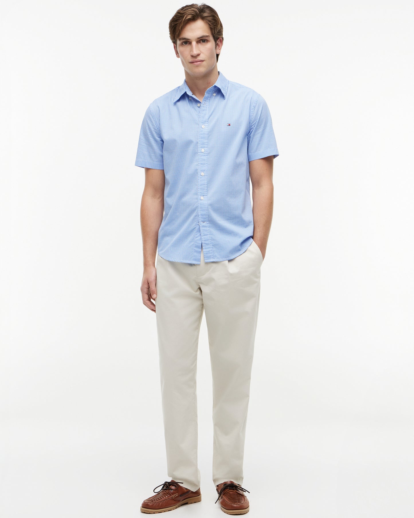 Tommy Hilfiger Flex Poplin Gingham Mens Shirt - Blue Spell/Check | CHO | Designer Mens Shirts