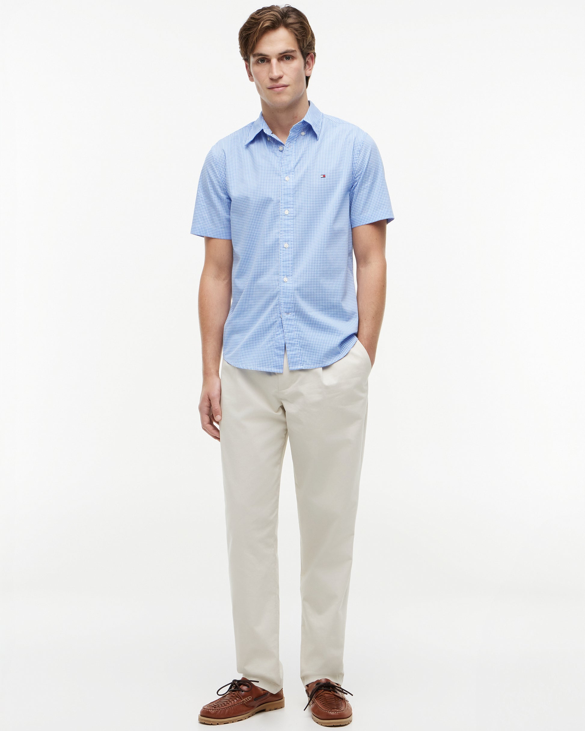 Tommy Hilfiger Flex Poplin Gingham Mens Shirt - Blue Spell/Check | CHO | Designer Mens Shirts