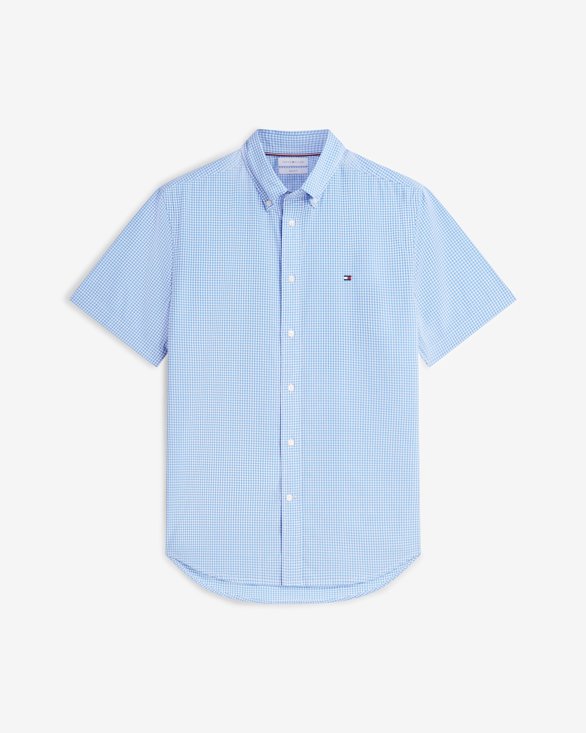 Tommy Hilfiger Flex Poplin Gingham Mens Shirt - Blue Spell/Check | CHO | Designer Mens Shirts