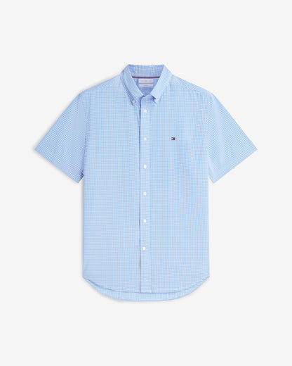 Tommy Hilfiger Flex Poplin Gingham Mens Shirt - Blue Spell/Check | CHO | Designer Mens Shirts