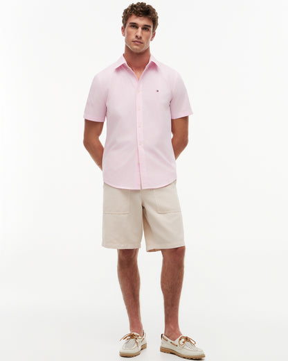 Tommy Hilfiger Flex Poplin Gingham Mens Shirt - Classic Pink/Check | CHO | Designer Mens Shirts